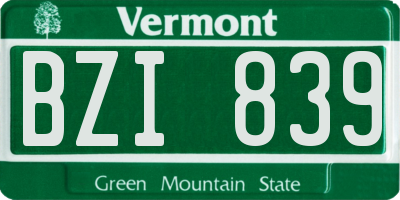 VT license plate BZI839
