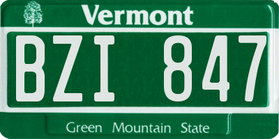 VT license plate BZI847