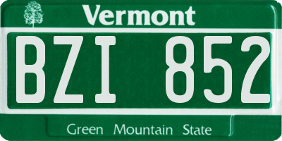VT license plate BZI852