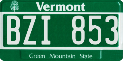 VT license plate BZI853