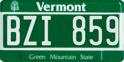 VT license plate BZI859