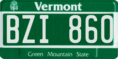 VT license plate BZI860