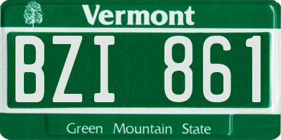 VT license plate BZI861