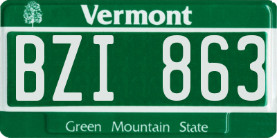 VT license plate BZI863