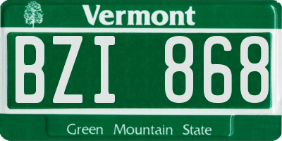 VT license plate BZI868