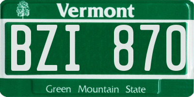 VT license plate BZI870