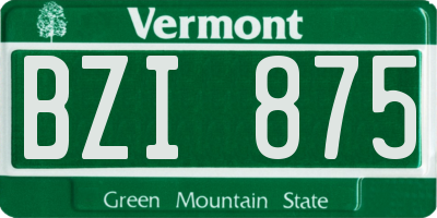 VT license plate BZI875