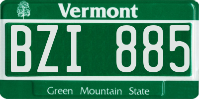 VT license plate BZI885