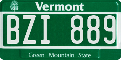 VT license plate BZI889