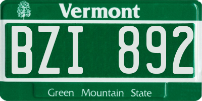 VT license plate BZI892
