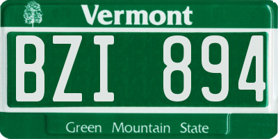 VT license plate BZI894