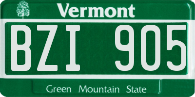 VT license plate BZI905