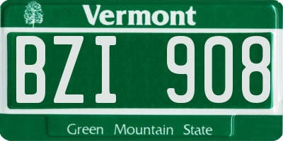 VT license plate BZI908