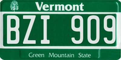 VT license plate BZI909