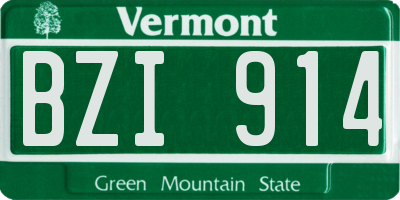 VT license plate BZI914
