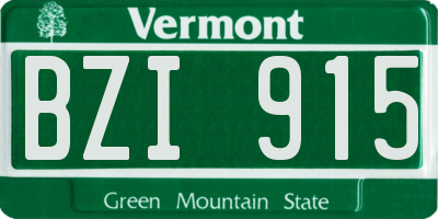 VT license plate BZI915