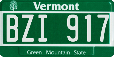 VT license plate BZI917