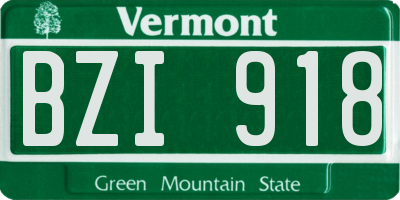 VT license plate BZI918