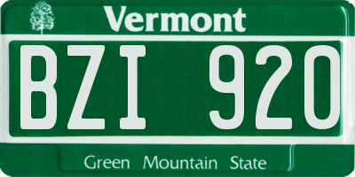 VT license plate BZI920