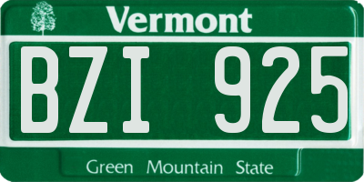 VT license plate BZI925