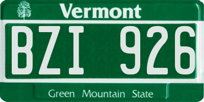VT license plate BZI926