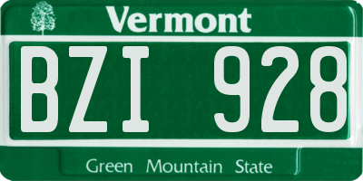VT license plate BZI928