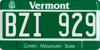 VT license plate BZI929