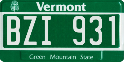 VT license plate BZI931