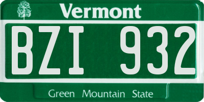 VT license plate BZI932