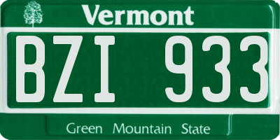 VT license plate BZI933