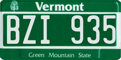 VT license plate BZI935