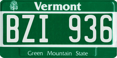 VT license plate BZI936