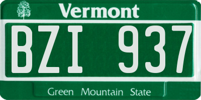 VT license plate BZI937