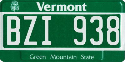 VT license plate BZI938