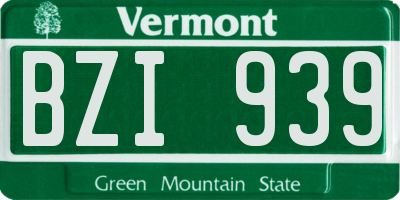 VT license plate BZI939