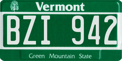 VT license plate BZI942