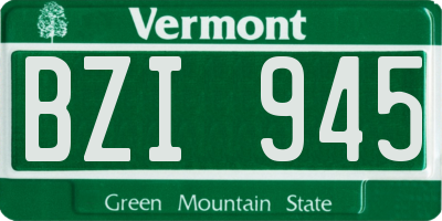 VT license plate BZI945