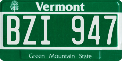 VT license plate BZI947