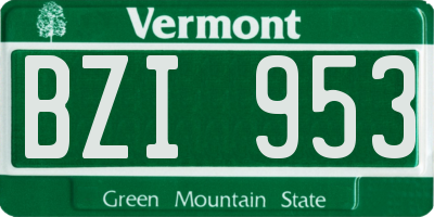 VT license plate BZI953