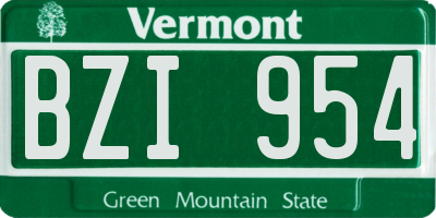 VT license plate BZI954