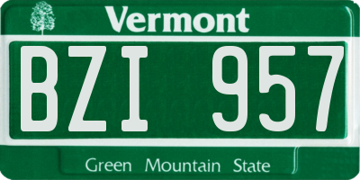 VT license plate BZI957
