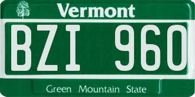 VT license plate BZI960
