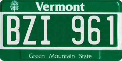 VT license plate BZI961