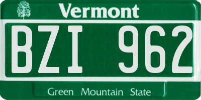 VT license plate BZI962