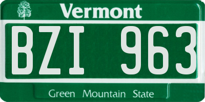 VT license plate BZI963