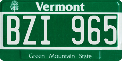 VT license plate BZI965