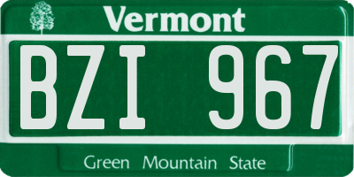 VT license plate BZI967