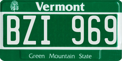 VT license plate BZI969