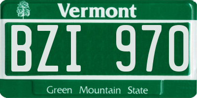 VT license plate BZI970