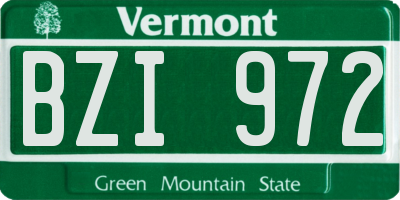 VT license plate BZI972